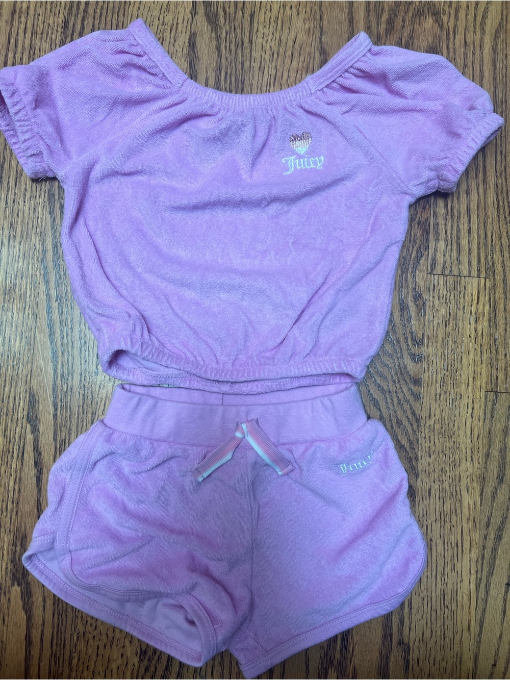 Juicy Couture Pink Terry Short Sleeve One-Piece Set